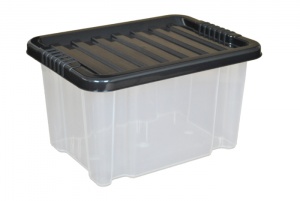 24 Litre Plastic Storage Boxes with Black Lids